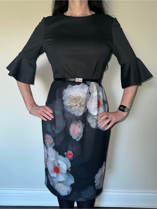 Ted Baker Dresses & Skirts - Ted Baker Black Floral Belted Sheath Dress